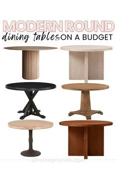 modern round dining tables on a budget with text overlay reading modern round dining tables on a budget