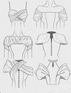 four different types of bras are shown in black and white