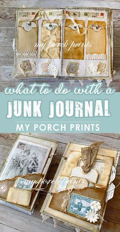 an open journal with the title what to do with a junk journal my porch prints