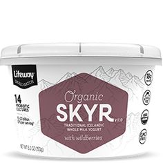 Lifeway's Organic Wildberries Skyr is a creamy, delicious dairy superfood with 14 probiotic cultures, including 2 strains essential to authentic Icelandic Skyr. Known for its indulgent flavor, creamy texture, and potential health benefits, this ancient superfood has been a staple in Icelandic cuisine for centuries. Label Minuman, Label Kemasan, Label Botol, Icelandic Cuisine, Vegan Cookie Dough, Farmers Cheese, Organic Fruits And Vegetables, Organic Blueberries, Lactobacillus Acidophilus