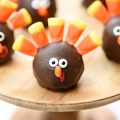 a chocolate turkey with candy candies on it