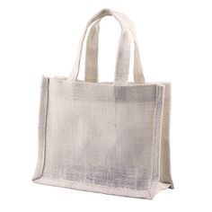 a white bag on a white background with clipping for text or image to the side