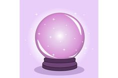 a purple snow globe with stars around it