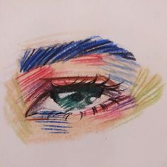 a drawing of an eye with colored lines on it