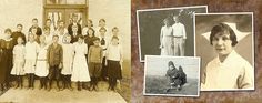 old black and white photos of people in front of a building with pictures on it