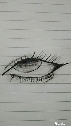 a pencil drawing of an eye with long lashes and eyelashes on it's side