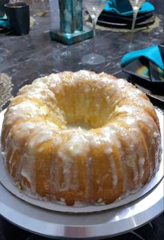 a bundt cake sitting on top of a white plate