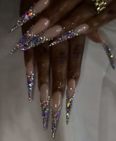 Stiletto And Square Nails Together, Square And Stiletto Nails Together, Birthday Nails Sagittarius, Xxl Stiletto Nails, Stiletto Birthday Nails, Sagittarius Birthday Nails, Bling Stiletto Nails, Birthday 22