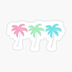 three palm trees in different colors sticker