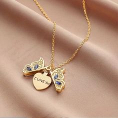 This Beautiful Hidden Message Butterfly Pendant Is A Unique And Charming Piece That Combines Elegance With A Personal Touch. The Delicate Butterfly Design Opens To Reveal A Hidden Message Inside, Making It A Meaningful Accessory Perfect For Someone Special. Crafted With Attention To Detail, The Butterfly's Wings Shimmer With Intricate Patterns, While The Secret Message Inside Adds An Element Of Surprise And Sentiment. Ideal For Gifting Or As A Personal Keepsake, This Pendant Blends Beauty With H Photo Frame Heart, Black Hair Accessories, Romantic Gifts For Her, Lovers Necklace, Moon Pendant Necklace, Butterfly Pendant Necklace, Butterfly Necklace, Butterfly Pendant, Geometric Earrings