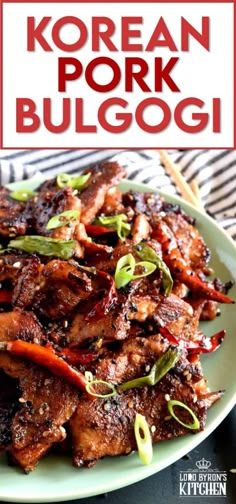 korean pork bulgogi on a plate with chopsticks