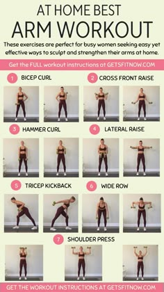 a poster showing how to do the best arm workout for women in their 30's