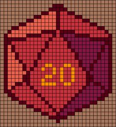 a cross stitch pattern with an image of a flower in yellow and red colors on brown background