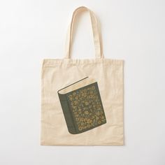 a tote bag with an image of a book on it