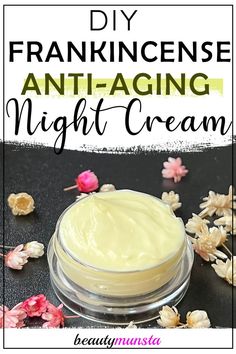 Diy Night Cream Anti Aging, Homemade Night Cream, Frankincense Anti Aging, Diy Night Cream, Anti Aging Night Cream, Essential Oils For Skin, Frankincense Essential Oil