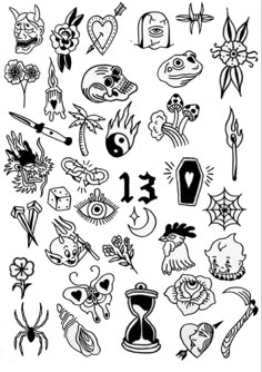 an old school tattoo design with various symbols