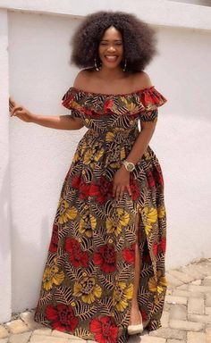 You won't regret adding this beautiful African print dress to your wardrobe. Please drop your phone number for shipping. Also to enable your dress fit perfectly, please provide your bust,waist,hip and length of dress measurements. Thank you! Red Floral Print Off-shoulder Maxi Dress, Red Off-shoulder Maxi Dress With Floral Print, Multicolor Printed Off-shoulder Maxi Dress, Nigerian Attire, Long Ankara Dresses, African Maxi Dress Ankara, Ankara Maxi Dress, Nancy Doll, Long African Dresses