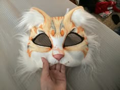 This mask took 8+ hours long to make fully PLEASE do not put this mask in water whatsoever it is NOT waterproof. Cat Masquerade Mask, Felt Animal Masks, Maybe In Another Life, Dragon Puppet, Cat Mask, Cool Masks, Lgbt Art, Animal Masks, Diy Mask