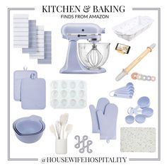 kitchen and baking finds from amazon on the housewife's specialty store logo is shown