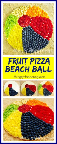 the fruit pizza beach ball is made out of plastic beads