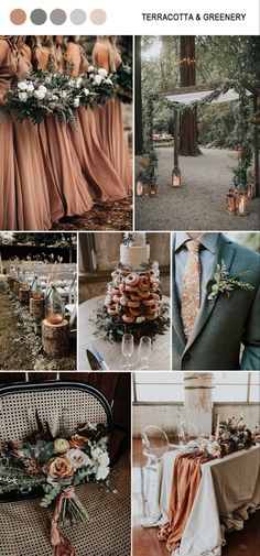 a collage of different wedding colors and details