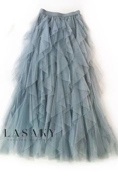 Lasaky - Irregular Cascade Layered Chiffon Maxi Skirt with Sheer Mesh Ruffles - High-Waisted Elegance Tulle Skirt Women, Tutu En Tulle, High Waist Pleated Skirt, Tule Rok, Gonna In Tulle, Pleats Pattern, Rainbow Skirt, Gauze Skirts, Tulle Maxi Skirt