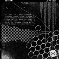 a black and white photo with some type of design on it's back cover