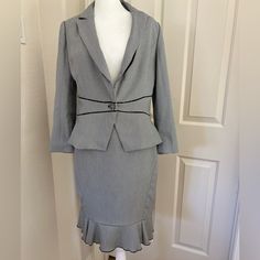 Blazer Has 3/4 Length Sleeves Fully Lined And Pencil Skirt. Worn Twice. Cute Lines, Ruffle Skirt, Skirt Suit, White House Black, White House Black Market, House Black, White House, Skirt Set, Pencil Skirt