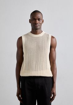 LARDINI CANOTTA UOMO - Débardeur - cream Men Cream, Cream Beige, Knitted Tank Top, Knit Tanks, Mens Tank Tops, Socks, Tank Top, Tank Tops, Cream