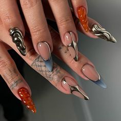 Edgy Nails, Grunge Nails, Fire Nails, Funky Nails, Pretty Acrylic Nails, Chic Nails, Dope Nails, Nail Arts, Best Acrylic Nails