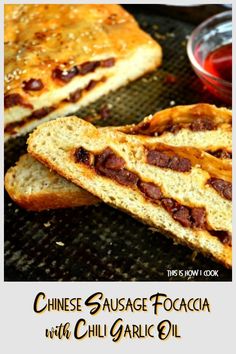 chinese sausage focaccia with chili garlic oil