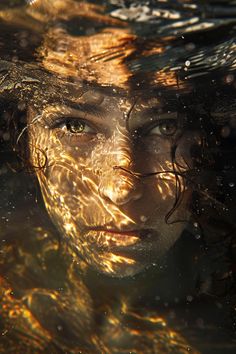 a young woman is submerged in the water