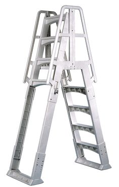 a white metal ladder on a white background