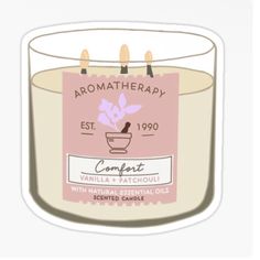 a pink candle sticker with the words aroma therapy and lavender on it's label