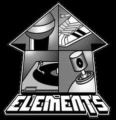 the logo for element's is shown in black and white, with an image of a