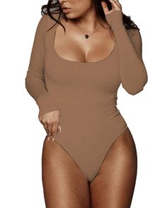 PRICES MAY VARY. Materials - 95% Cotton, 5% Spandex Womens long sleeve basic bodysuits with square neck. Comfy & stretchy fabric. There're two snaps at the bottom Please check our size chart in the last image before ordering Package content:1* Bodysuit. BelleLovin Women's Square Neck Long Sleeve Bodysuit Basic Jumpsuit Basic Bodysuit, Square Neck Long Sleeve, Bodysuit Tops, Bodysuit Jumpsuit, Bodycon Jumpsuit, Bodycon Maxi Dresses, Womens Workout Outfits, Basic Long Sleeve, Women's Shapewear