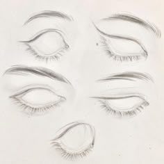 a pencil drawing of different eyes and lashes