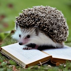 a hedge sitting on top of an open book