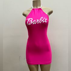 Fbrica Lycra Pink Barbiecore Mini Dress For Summer, Barbiecore Fitted Mini Party Dress, Summer Barbiecore Mini Dress, Chic Pink Stretch Mini Dress, Pink Barbiecore Summer Dress, Pink Stretch Mini Dress For Date Night, Pink Stretch Dress For Date Night, Barbiecore Sleeveless Summer Dresses, Pink Stretch Mini Dress