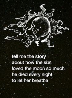 an image of the sun and clouds with a poem written in white ink on black paper