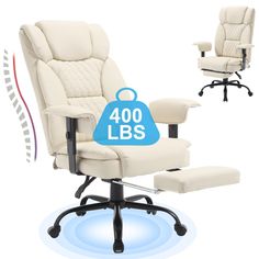 an office chair and footstool with the words 400lbs on it