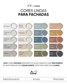 the color scheme for core's lindas para fachadas, which is available in