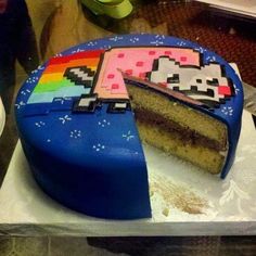 a cake that has been decorated with an image of a video game character on it