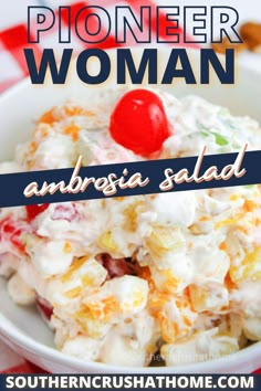 Ambrosia fruit salad Ambrosia Fruit Salad With Cream Cheese, Best Ambrosia Salad Recipe, Ambrosia Salad With Cream Cheese, Southern Ambrosia Salad, Pioneer Woman Fruit Salad, Christmas Ambrosia Salad, Ambrosia Salad Classic, Thanksgiving Fluff Salad, Ambrose Salad