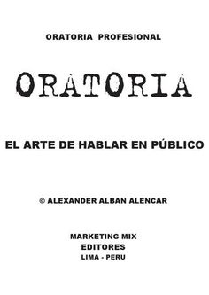 an image of the cover of oratoria, written in black ink on white paper