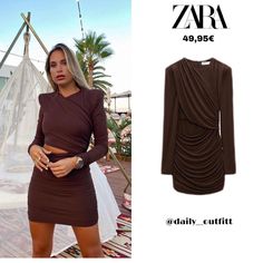 Zara Dress In Brown. New With Tags. Zara Brown Mini Dress For Day Out, Zara Brown Knee-length Midi Dress, Zara Long Sleeve Brown Dress, Zara Brown Short Sleeve Dress, Zara Brown V-neck Maxi Dress, Zara Mini Dress, Orange Floral Dress, Tie Dye Mini Dress, Summer Style Guide