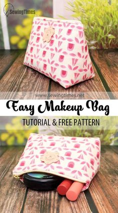 an easy make up bag is shown with the instructions to make it look like they're