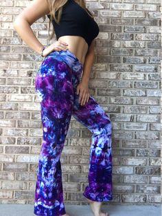 ♡ Ice pattern will be used on all yoga pants ♡ Want a different pattern? Message us! Trippy Wear Yogas are super soft and comfy for everyday wear. Perfect for yoga, lounging around, and festivals. Available in any of the colors listed or custom colors of your choice; just select custom color at checkout (: ♡ Available in sizes: XS, S, M, L, XL, XXL, XXXL  ♡ Has a foldable waistband and a flared bottom. Please refer to the sizing chart and message us with any questions about the fit ♡ Made of soft stretchy 6.5 oz. 92% cotton/8% spandex fabric - Yogas can be dried in the dryer for a short period of time on low/medium heat. This will allow them to shrink up a bit if needed with size or length. Size down if you prefer a tighter fit (: Please message me if you have any questions.  ♡ The model i Comfortable Casual Yoga Pants, Full Length Casual Yoga Pants For Relaxation, Casual Full-length Yoga Pants For Relaxation, Casual Full Length Yoga Pants For Relaxation, Casual Full-length Yoga Sweatpants, Casual Full-length Sweatpants For Yoga, Casual Stretch Tie Dye Bottoms, Casual Stretch Tie Dye Pants, Casual Fitted Tie-dye Pants