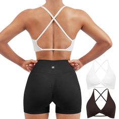 PRICES MAY VARY. Backless Strappy Sports Bra Pack: Cross open back crop tops, Strappy sports bra with thin spaghetti straps, Twist V neck plunge sports bra multipack Light Support Workout Crop Tops: Low impact minimal workout bras, Padded push up sports bra, Wirefree comfy basic crop tops Brushed Buttery Soft Gym Tops: 75% Nylon+25% Spandex, Breathable sweat-wicking, Ultra lightweight, 4 way stretch Occasions: Backless Twist Front sports bra perfect for gym, yoga, workout, fitness, yoga, cycling Sports Bra Minimal, Minimal Workout, Exercise Bras, Short Kurtis For Jeans, Cute Sports Bras, Bra Pack, Top Academia, Basic Crop Tops, Gym Sports Bra