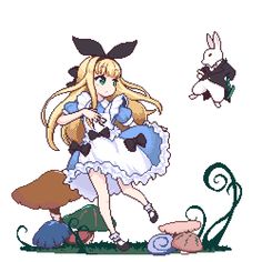 Alicia y el conejo blanco Alice In Wonderland Pixel Art, Pixel Pokemon, Pixel Animation, Pixel Art Templates